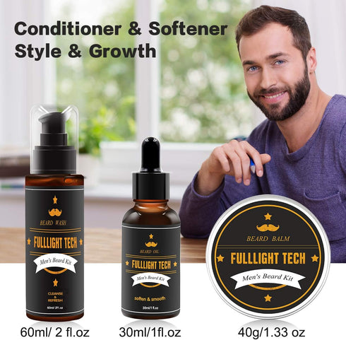 Complete Beard Grooming Kit for Men,Perfect Gift Set for Husband,Brother,Grandpa, Uncle, and Boyfriend